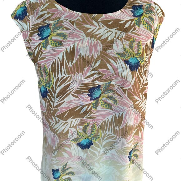 CAbi Medium Tropical Orchid #5216 Floral Blouse - Picture 1 of 5